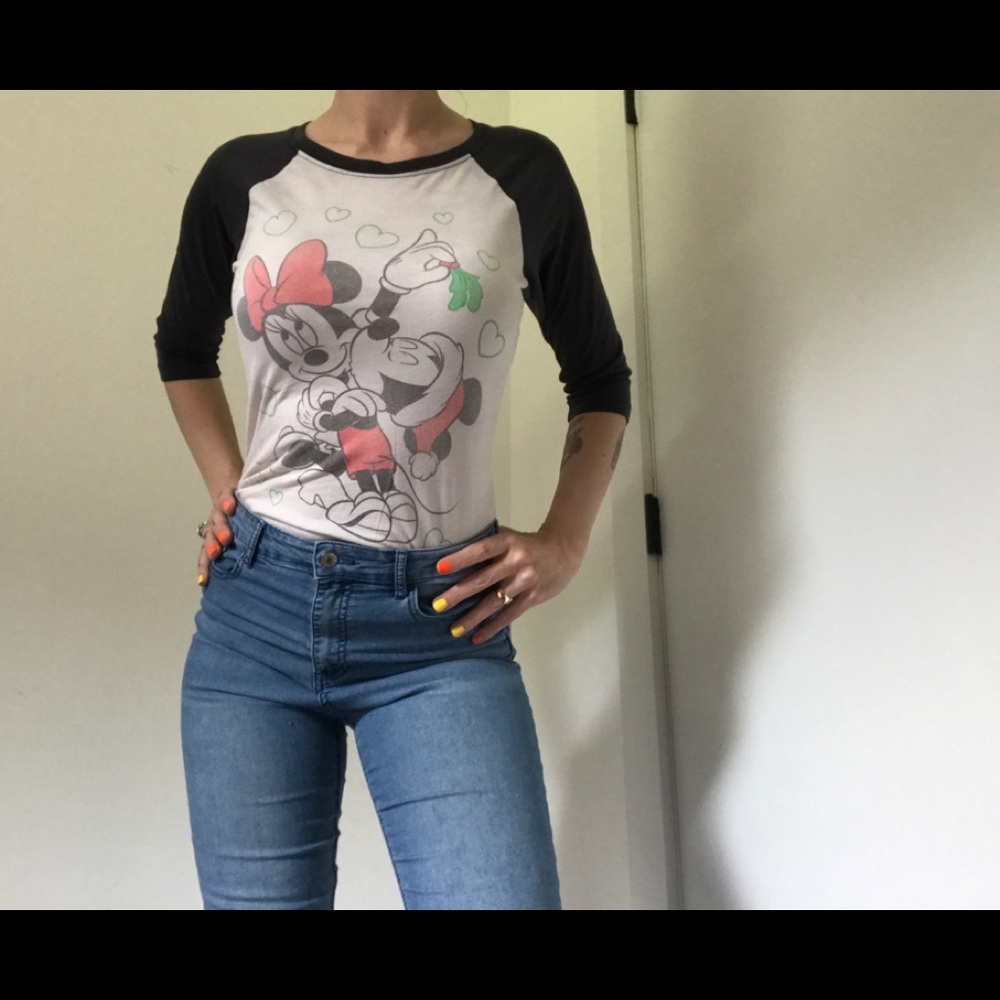 ✨3for$30✨Disney Christmas Mickey & Minnie Baseball  Tee